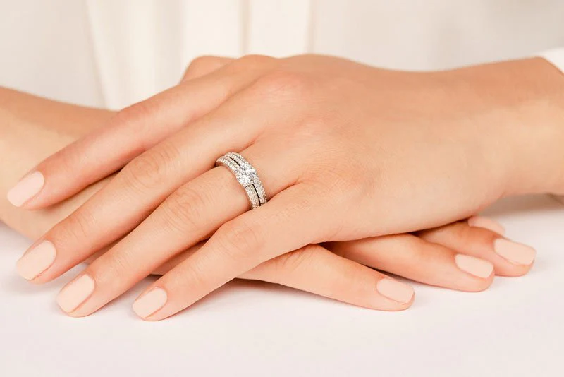 Dazzling Four Row Diamond Engagement Ring Set Lab-Grown Diamond  with 1.45 ct. (0.75 ct. center diamond) - Image 5