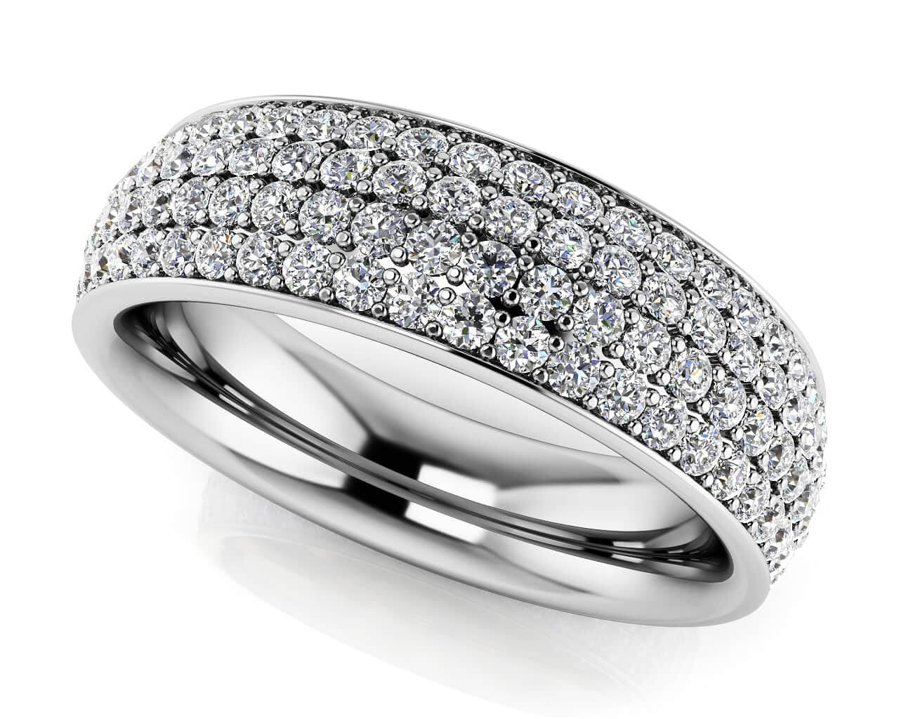 Dazzling Four Row Eternity Diamond Ring with 1.60 ct.(finished) 1.2mm