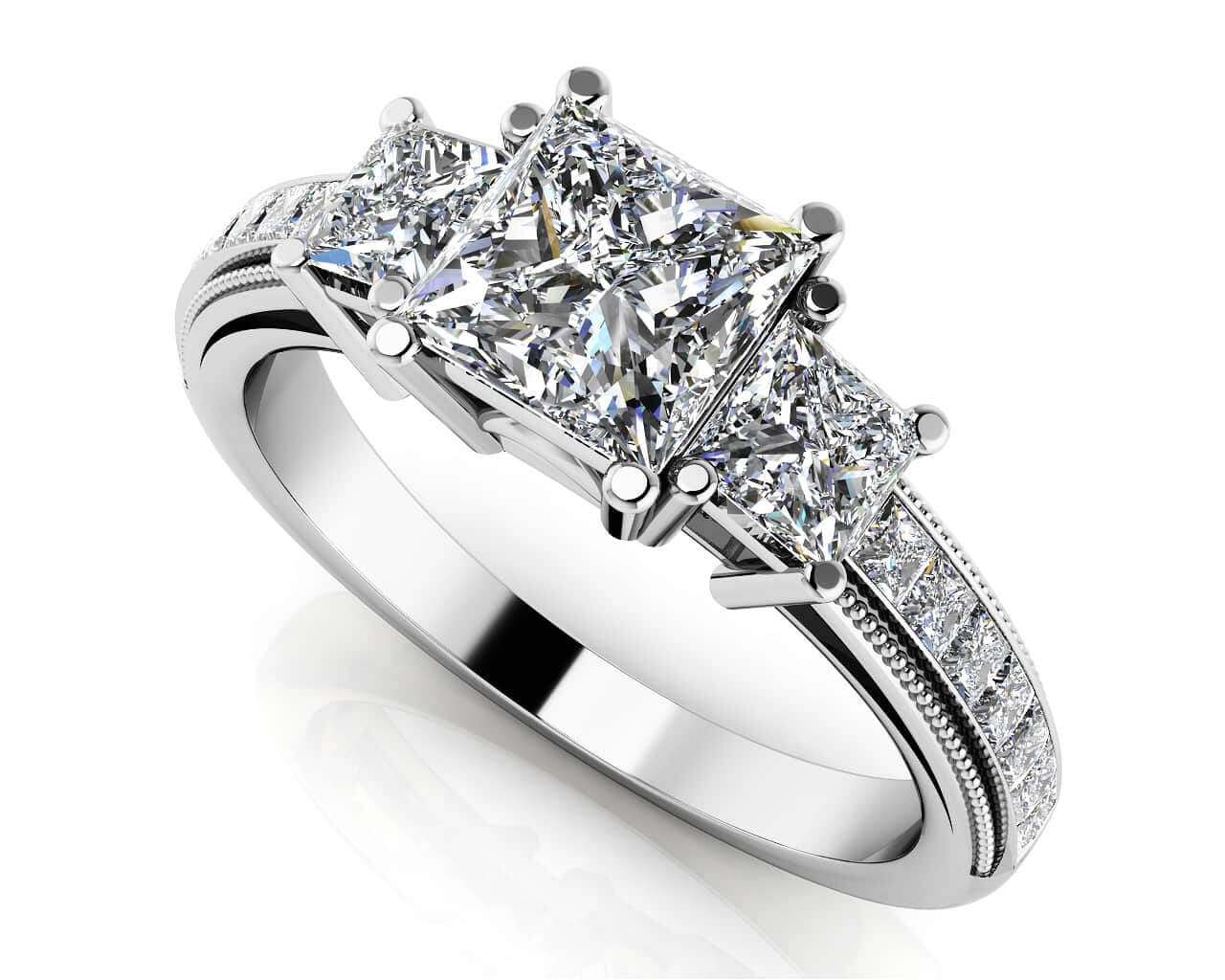 Dazzling Princess Diamond Engagement Ring with 2.81 ct. (1.50 ct. center diamond)