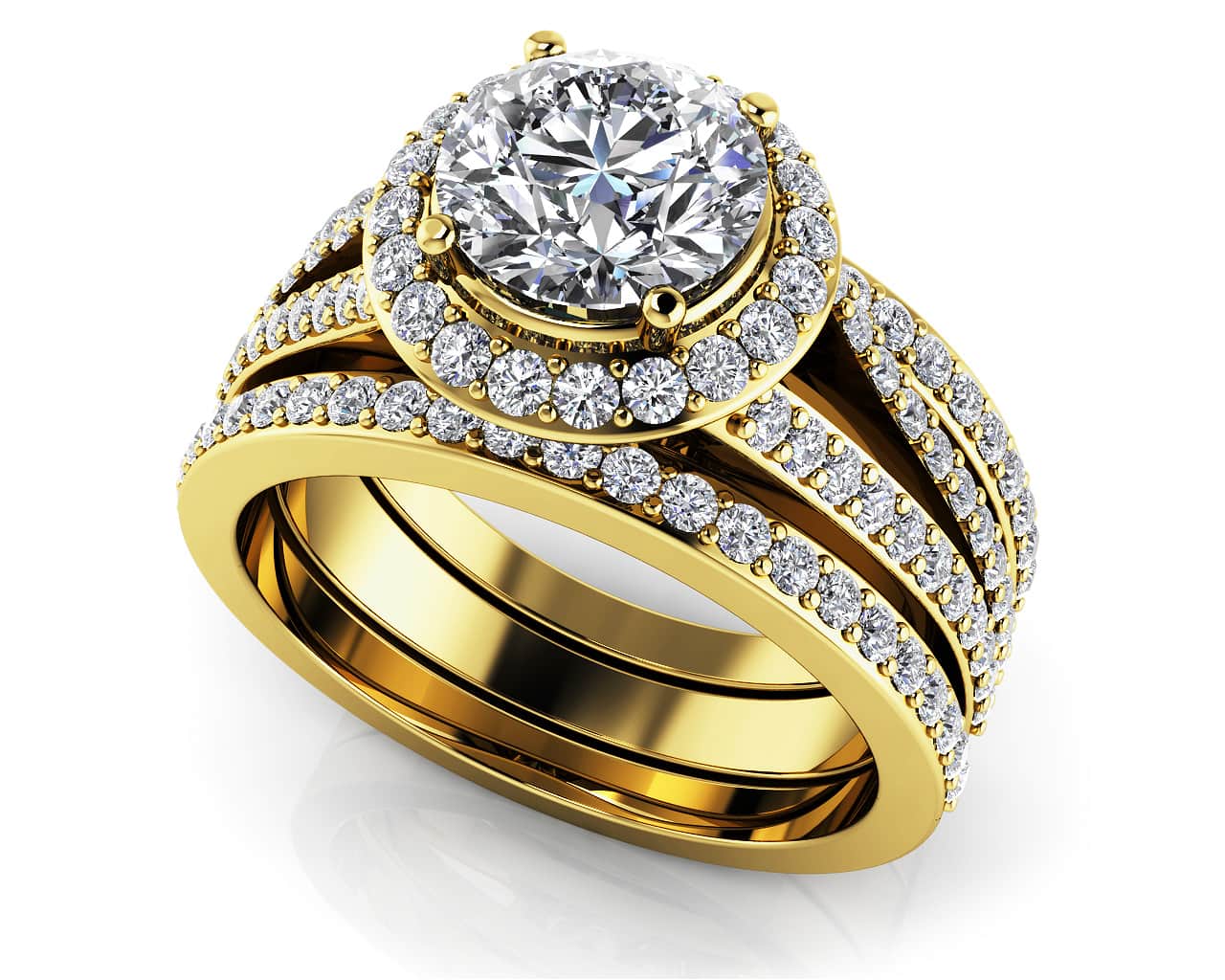 Dazzling Trio Matching Diamond Bridal Set Diamond  with 1.32 ct. (0.50 ct. center diamond) - Image 2