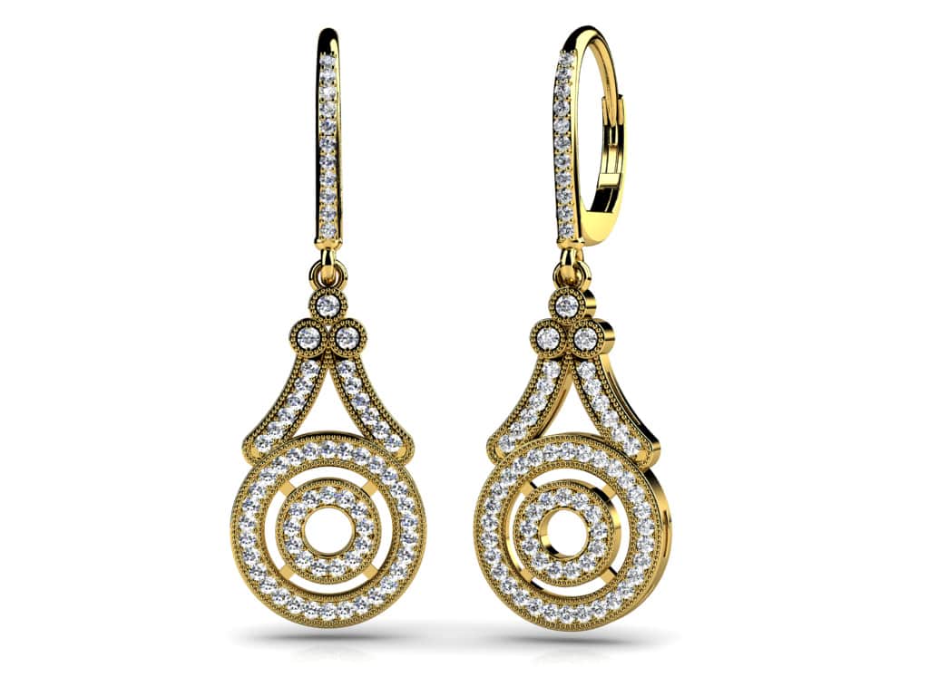 Decorative Diamond Drop Diamond Earrings with 0.78 ct.(finished) 1mm, 1.1mm, 1.5mm - Image 2