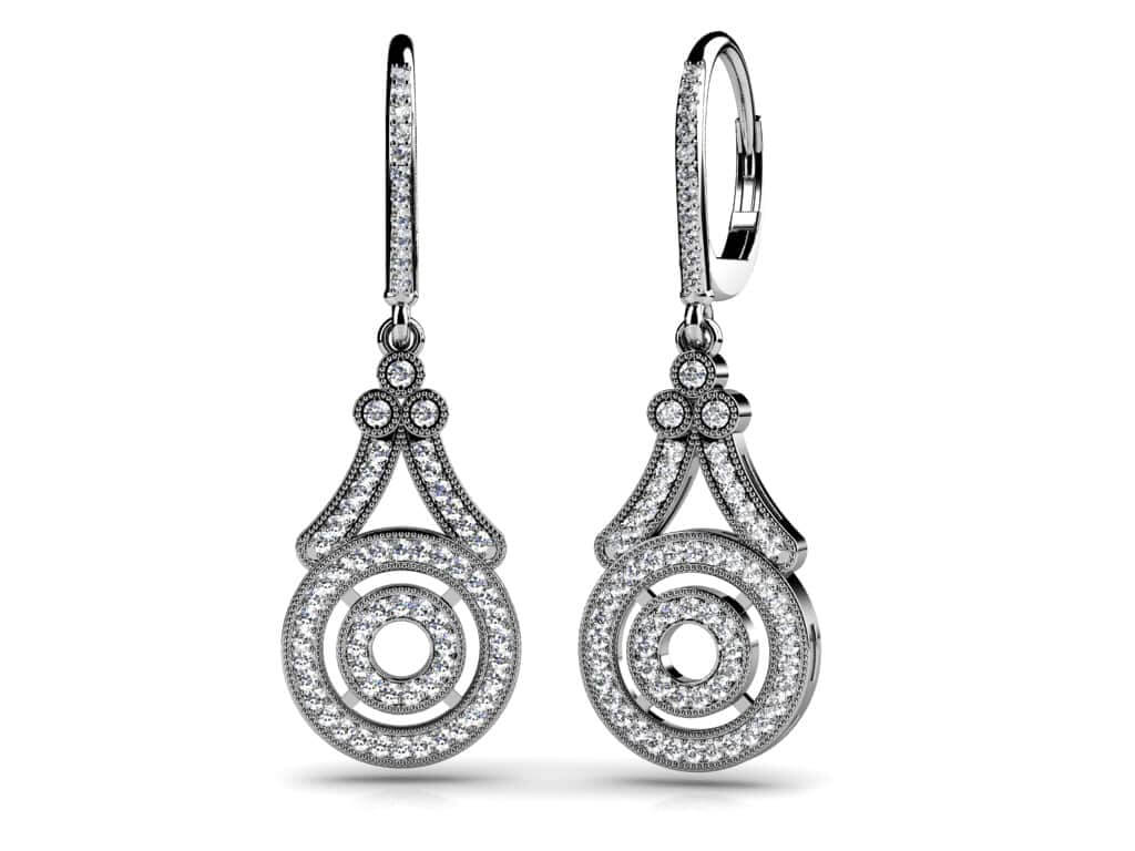 Decorative Diamond Drop Lab-Grown Diamond Earrings with 0.78 ct.(finished) 1mm, 1.1mm, 1.5mm