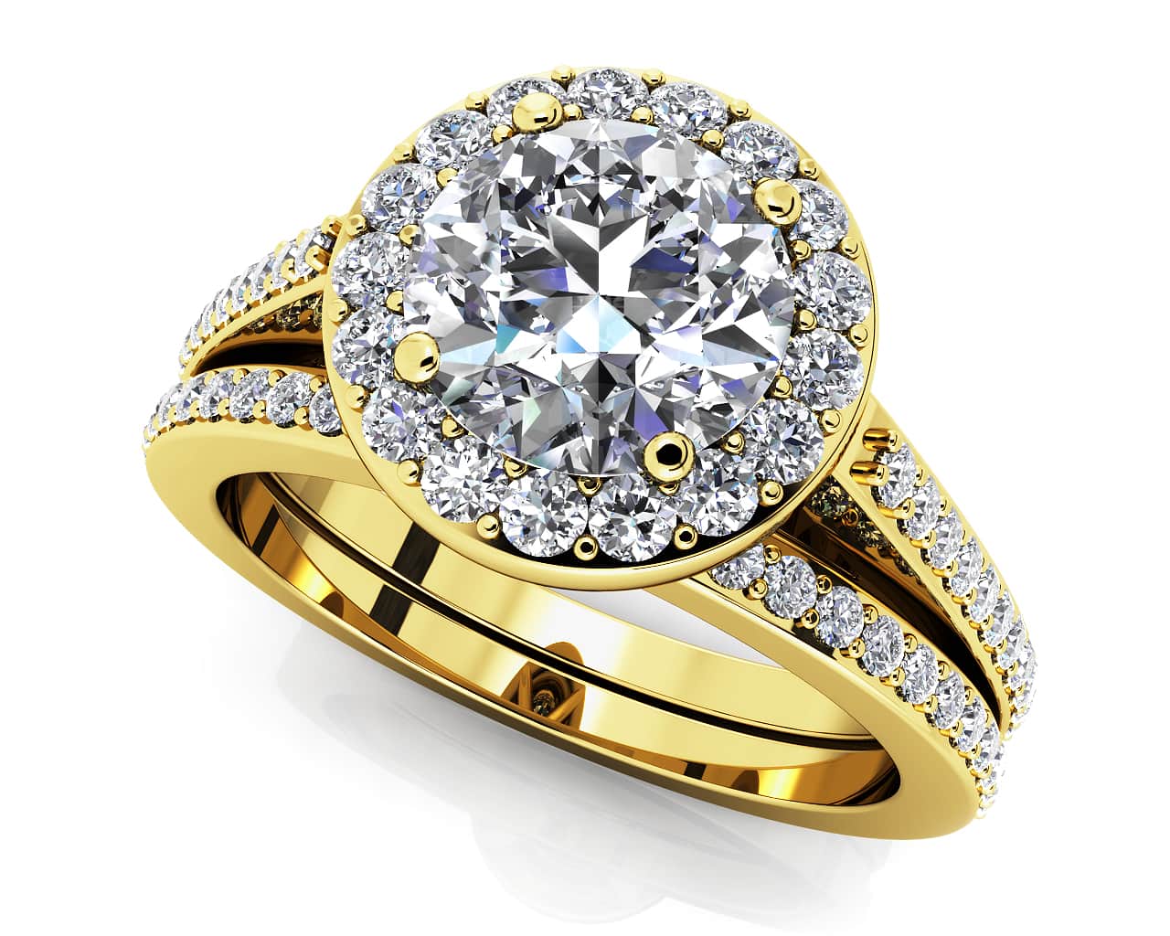 Delighted By Round Diamonds Matching Wedding Set Diamond with 1.26 ct. (0.75 ct. center diamond) - Image 2