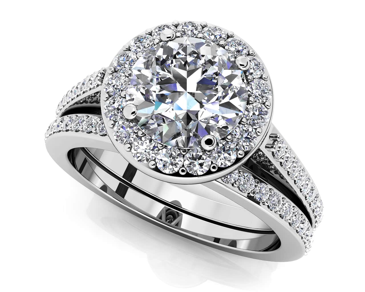 Delighted By Round Diamonds Matching Wedding Set Lab-Grown Diamond with 1.52 ct. (1.00 ct. center diamond)