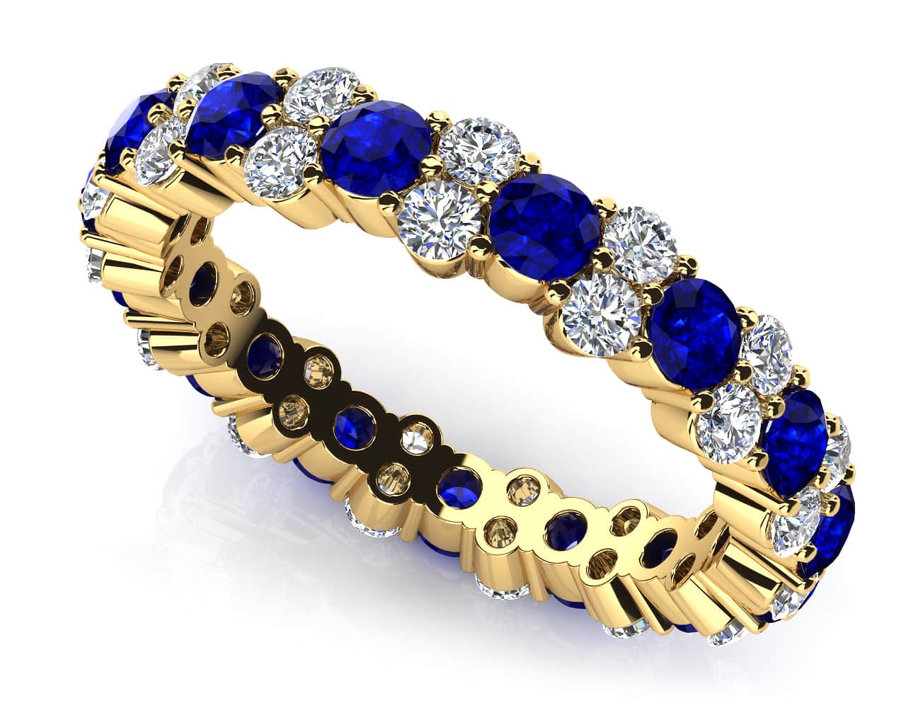 Delightful Diamond And Gem Eternity Diamond Ring with 2.78 ct.(finished) 2.3mm, 3.2mm Emerald - Image 2