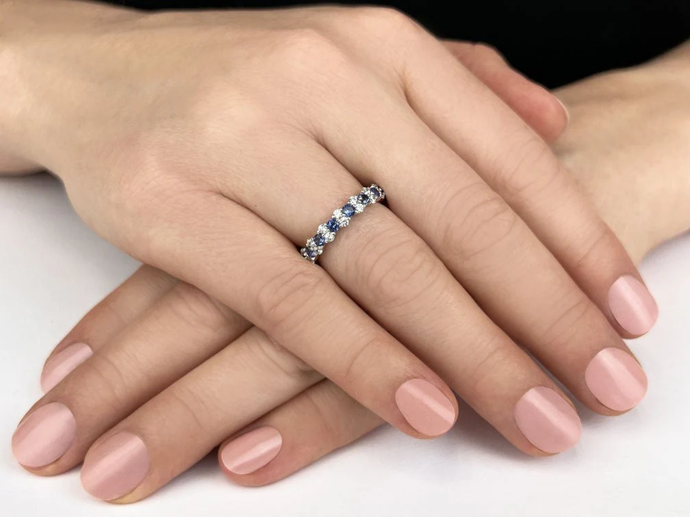 Delightful Diamond And Gem Eternity Lab-Grown Diamond Ring with 2.08 ct.(finished) 1.9mm, 2.6mm Sapphire - Image 3