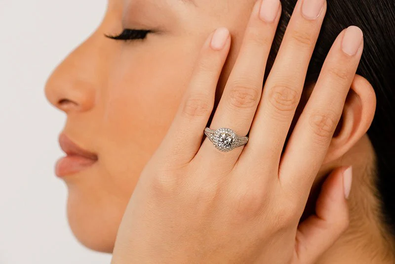 Deluxe Double Halo Diamond Engagement Ring with 2.24 ct. (1.25 ct. center diamond) - Image 4