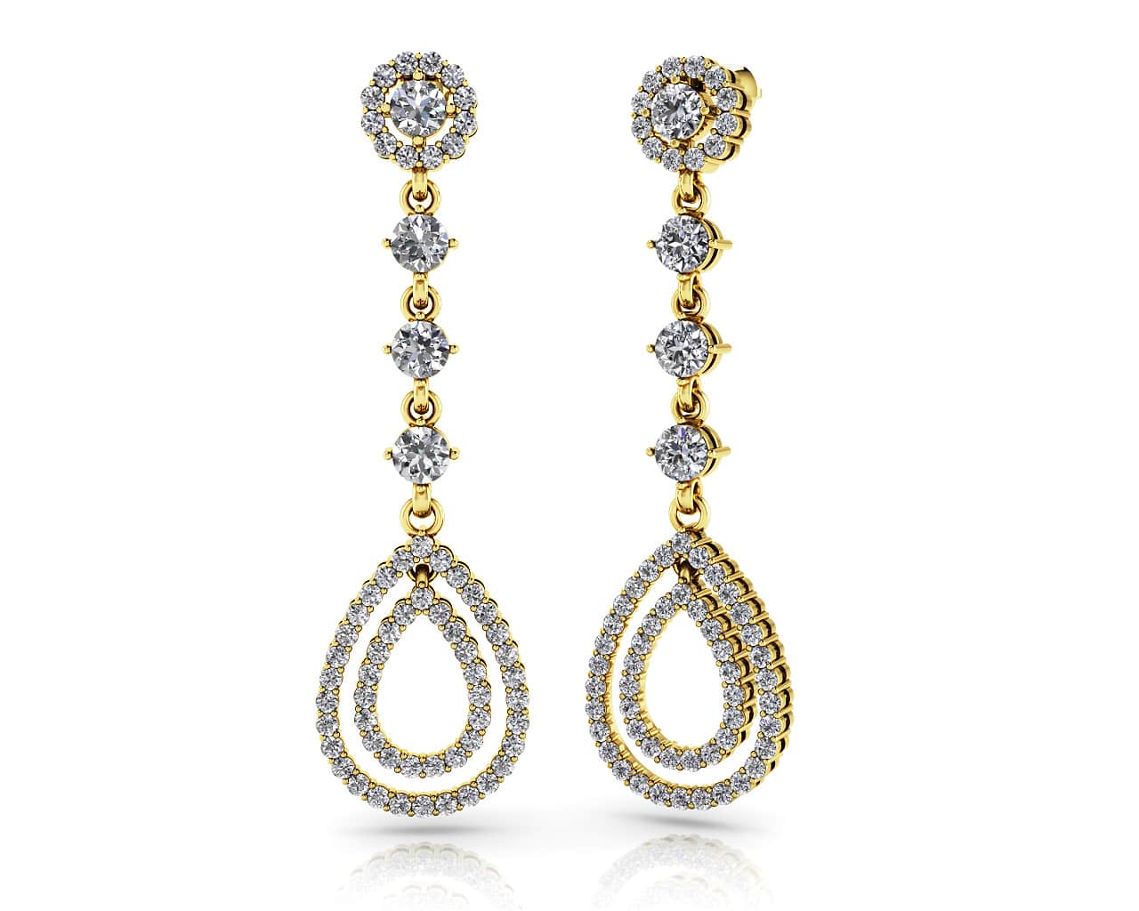 Designer Double Drop Lab-Grown Diamond Earrings with 2.92 ct.(finished) 1.3mm, 1.5mm, 3.3mm - Image 2