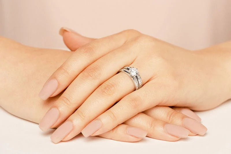 Diamond Band Center Focus Bridal Set Diamond  with 1.48 ct. (1.00 ct. center diamond) - Image 5