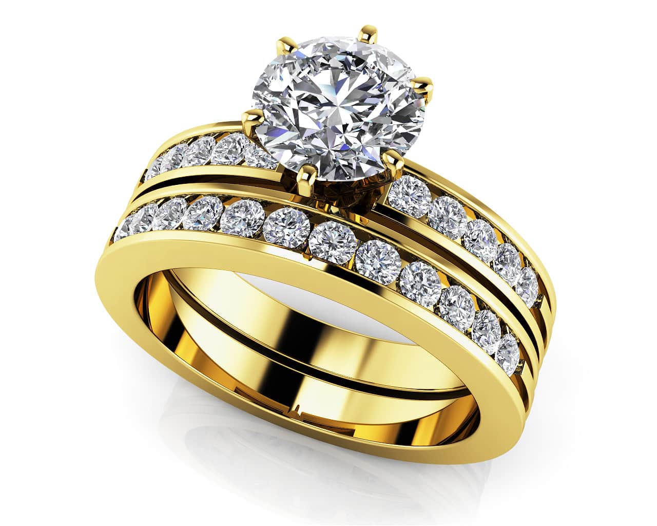 Diamond Band Center Focus Lab-Grown Diamond Bridal Set with 1.48 ct. (1.00 ct. center diamond) - Image 2