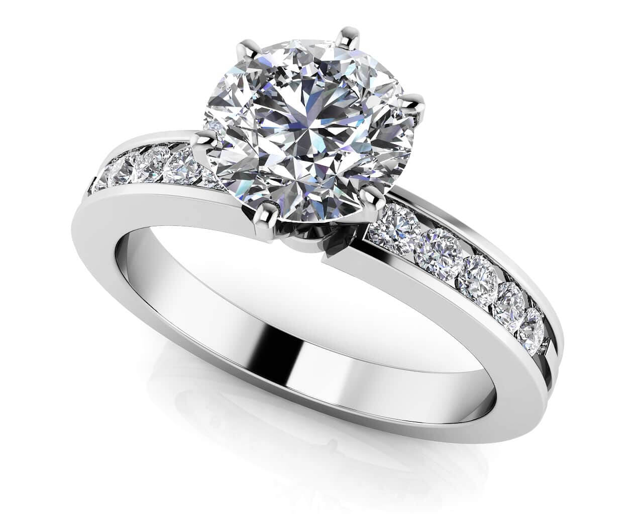 Diamond Band Center Focus Diamond Engagement Ring with 0.97 ct. (0.75 ct. center diamond)