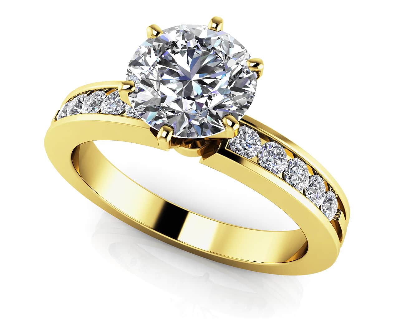 Diamond Band Center Focus Diamond Engagement Ring with 1.22 ct. (1.00 ct. center diamond) - Image 2