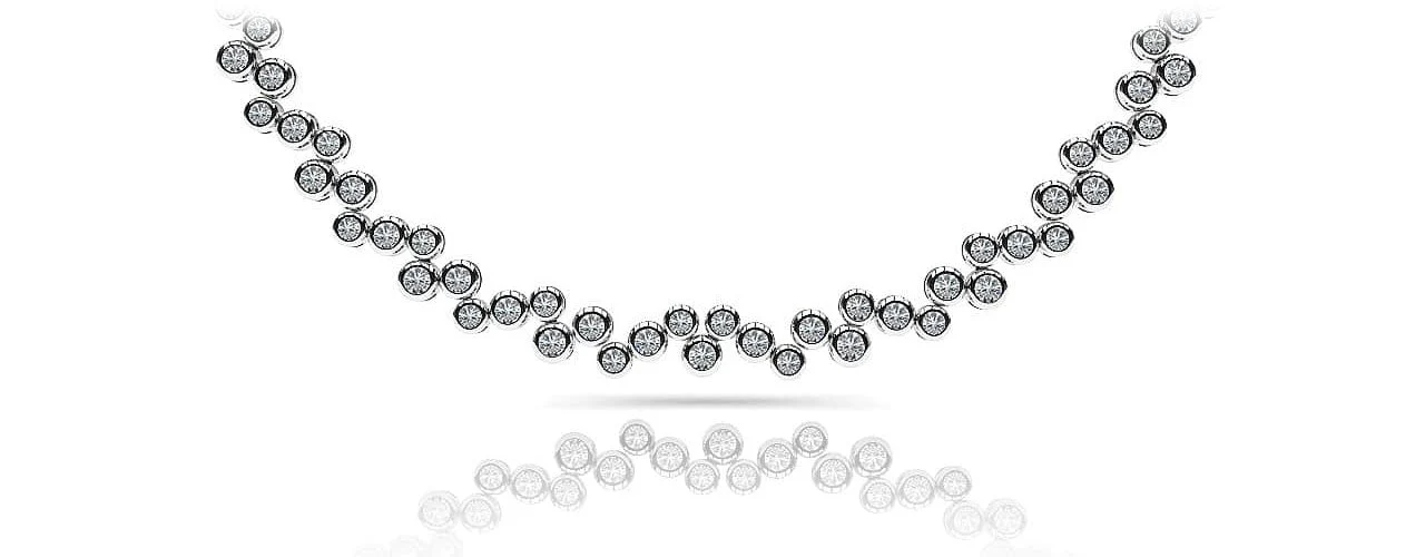 Diamond Bubble Lab-Grown Diamond Necklace with 3.91 ct.(finished) 1.5mm, 1.7mm, 1.9mm