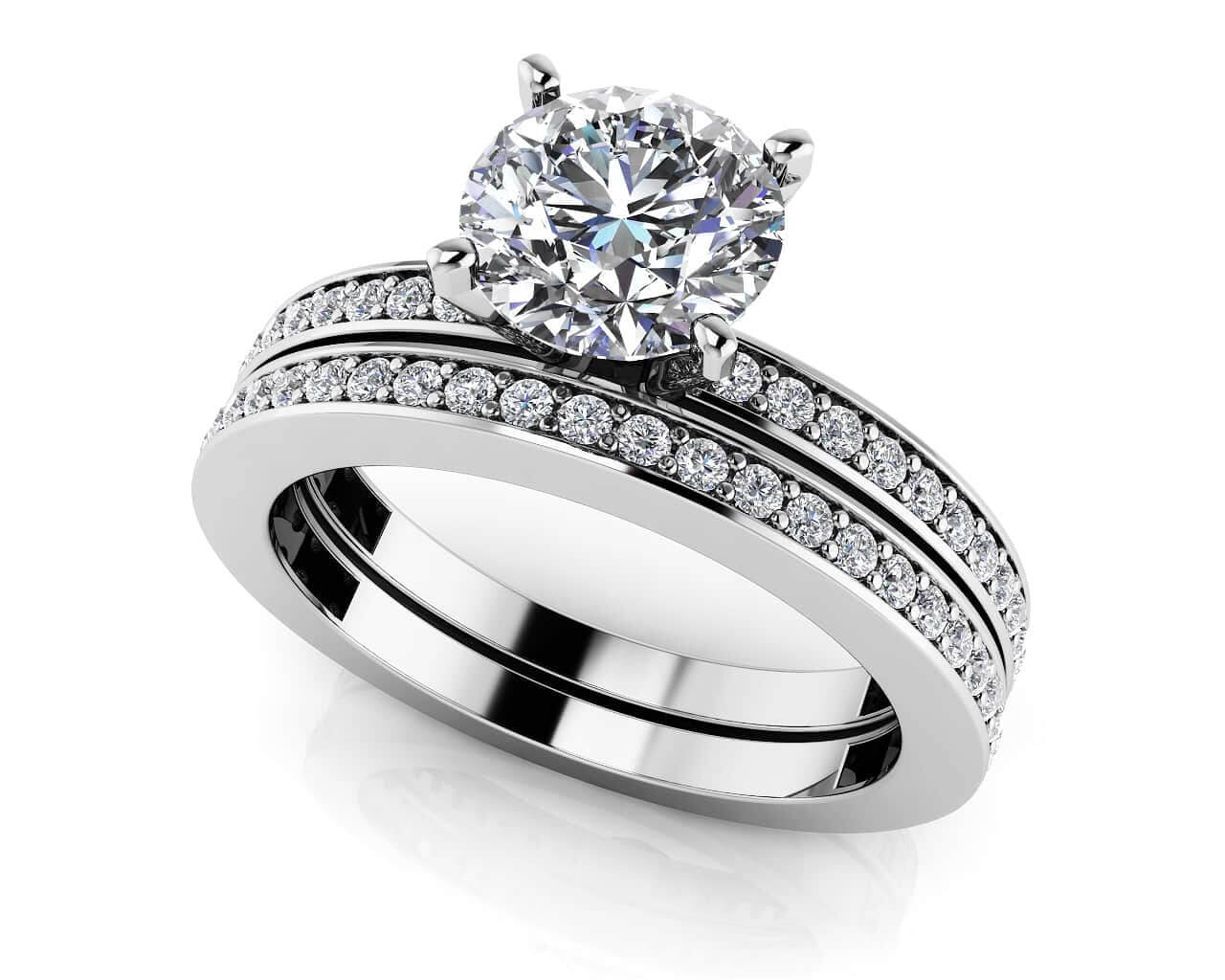 Diamond Channel Band Bridal Set Diamond with 1.94 ct. (1.25 ct. center diamond)