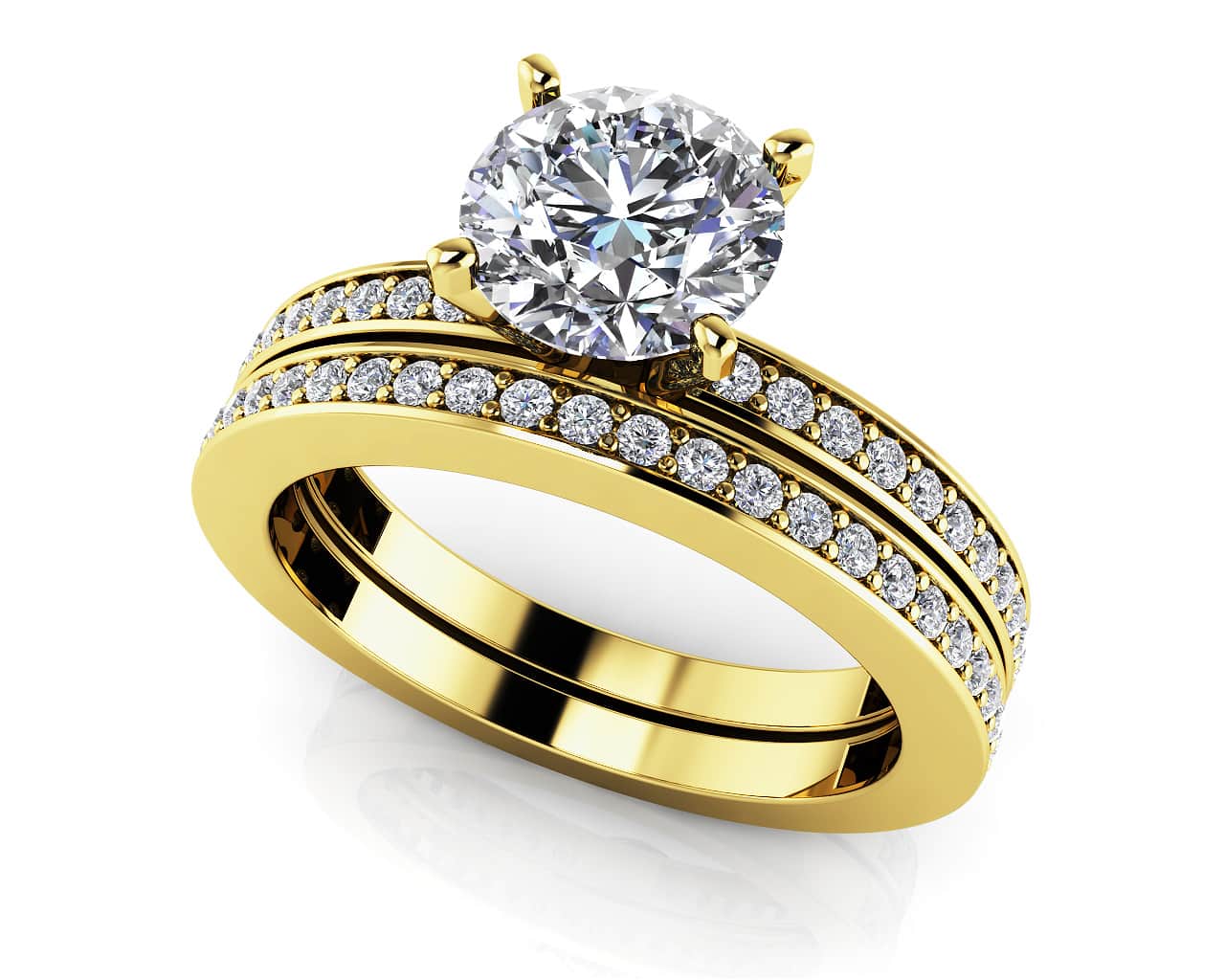 Diamond Channel Band Lab-Grown Diamond Bridal Set with 2.69 ct. (2.00 ct. center diamond) - Image 2