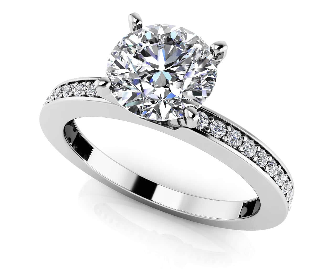 Diamond Channel Band Diamond Engagement Ring with 0.82 ct. (0.50 ct. center diamond)