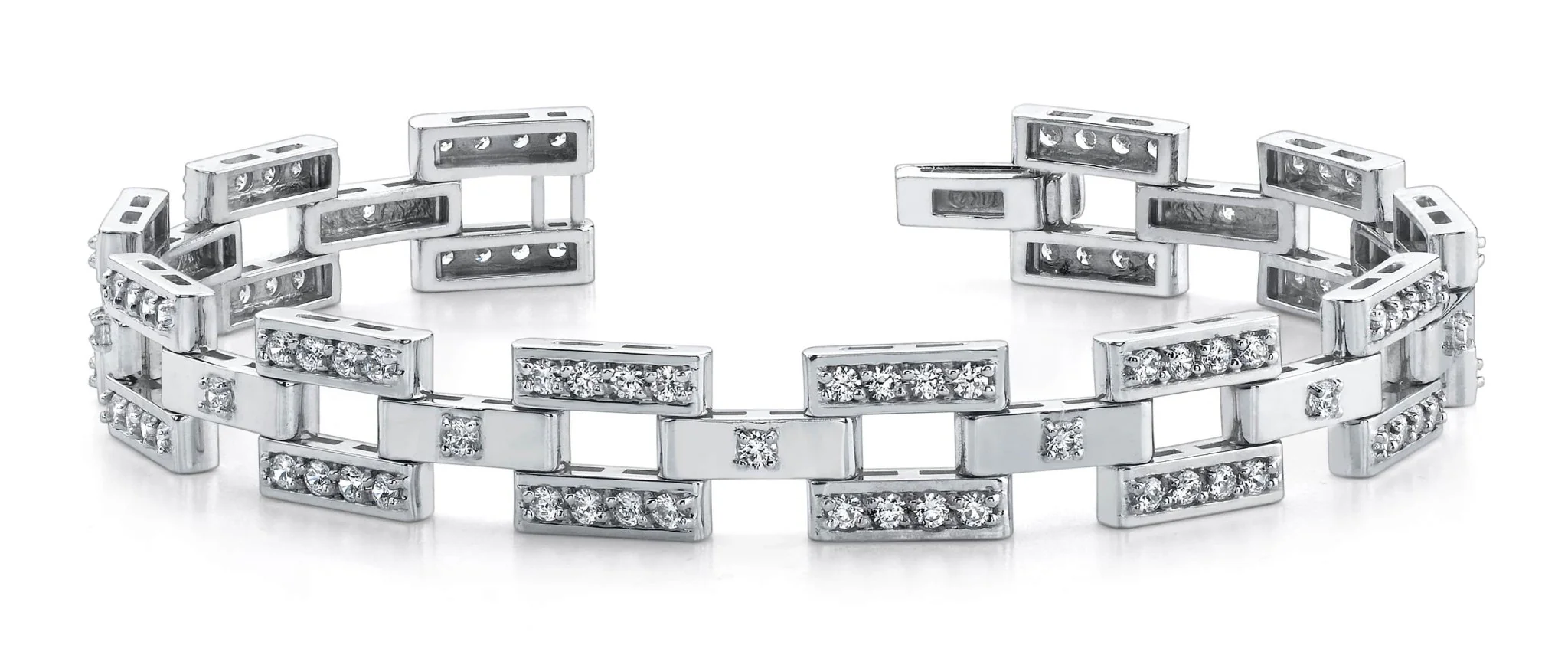 Diamond Checkerboard Mens Bracelet In Diamond with 4.09 ct.(finished) 2.1mm, 2.25mm