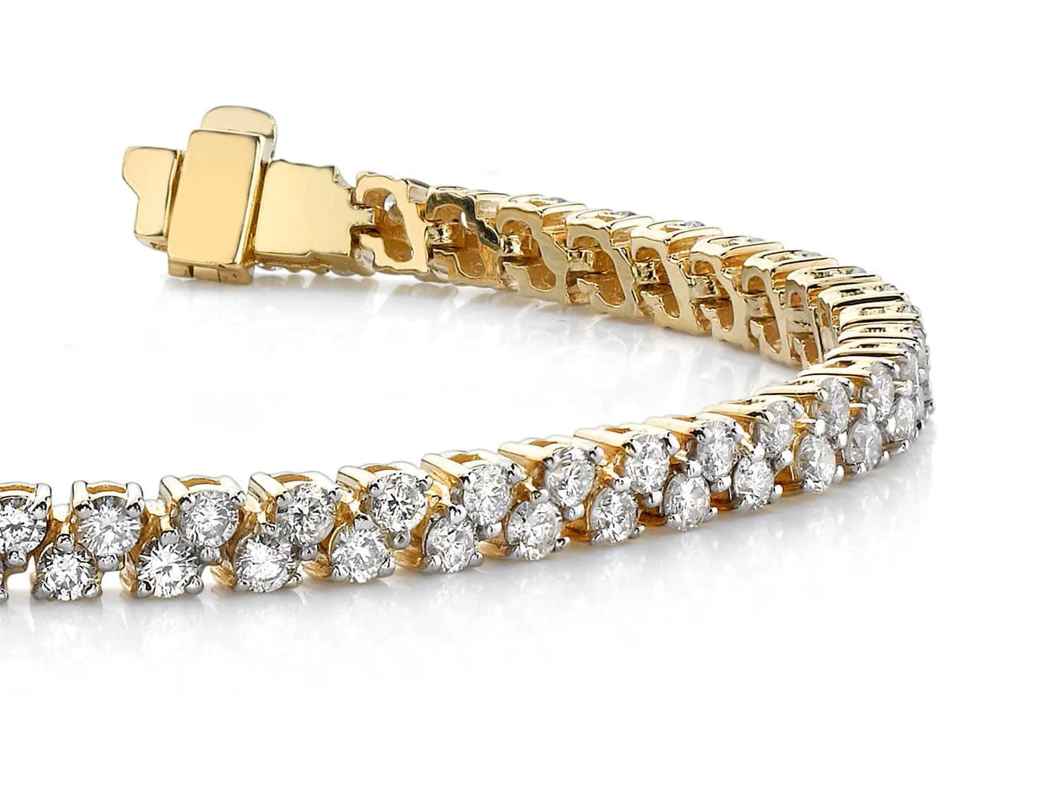 Diamond Checkerboard Two Row Tennis Bracelet Lab-Grown Diamond with 3.36 ct.(finished) 2mm - Image 2