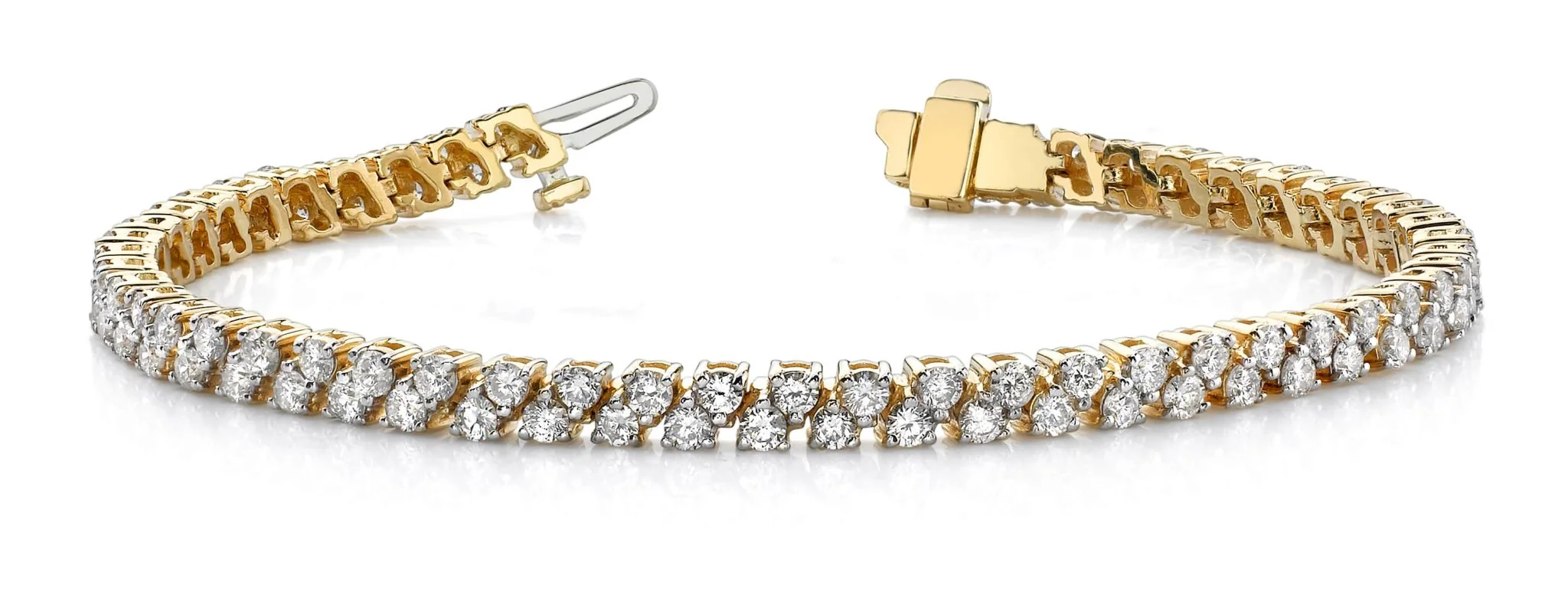 Diamond Checkerboard Two Row Tennis Bracelet Lab-Grown Diamond with 3.36 ct.(finished) 2mm - Image 3