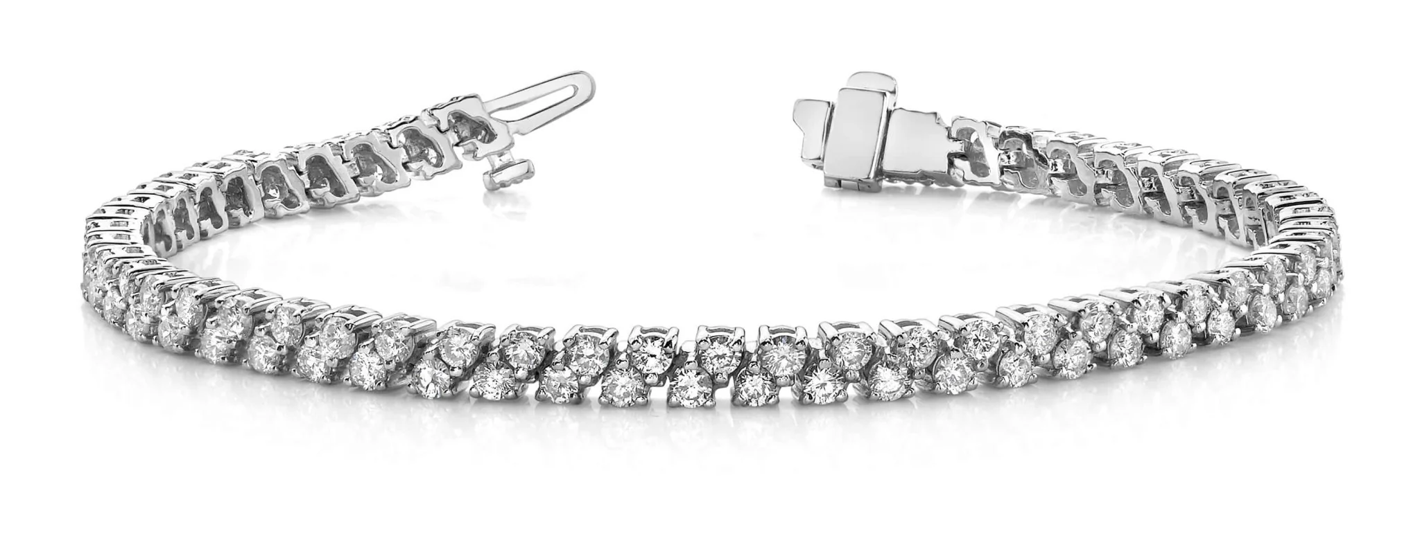 Diamond Checkerboard Two Row Tennis Bracelet Lab-Grown Diamond with 3.36 ct.(finished) 2mm - Image 4