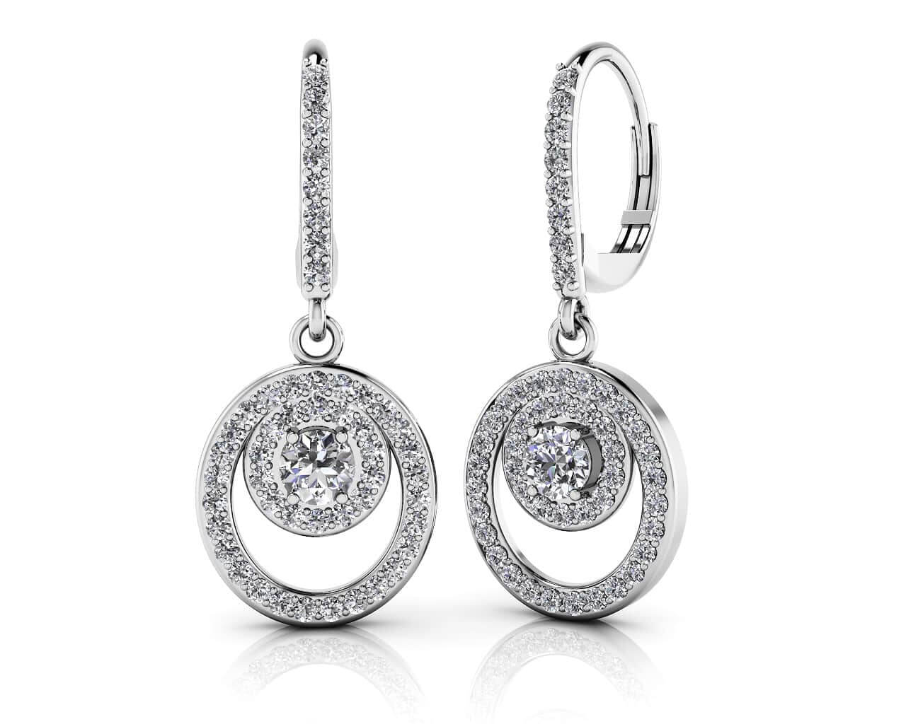 Diamond Circle Pendant Shephard Hook Earrings Lab-Grown Diamond with 0.94 ct.(finished) 1.1mm, 3mm
