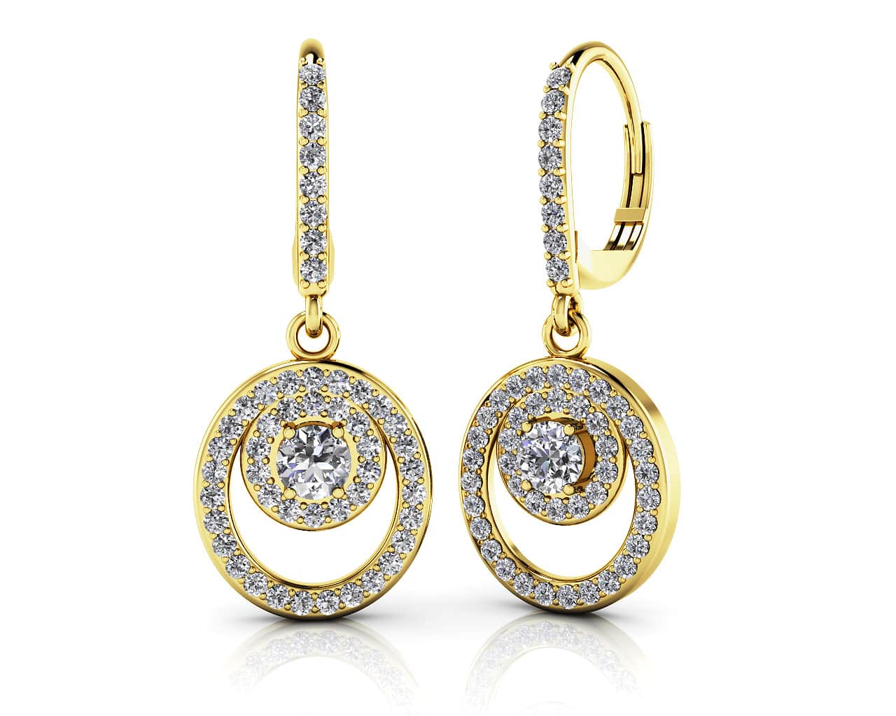 Diamond Circle Pendant Shephard Hook Earrings Lab-Grown Diamond with 0.94 ct.(finished) 1.1mm, 3mm - Image 2
