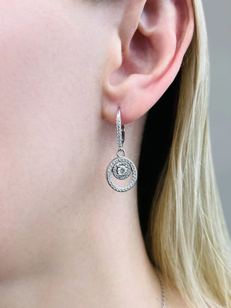 Diamond Circle Pendant Shephard Hook Earrings Lab-Grown Diamond with 0.94 ct.(finished) 1.1mm, 3mm - Image 3