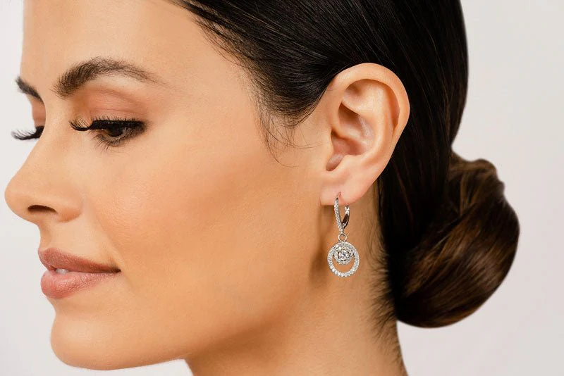 Diamond Circle Pendant Shephard Hook Earrings Lab-Grown Diamond with 1.50 ct.(finished) 1.3mm, 4mm - Image 4