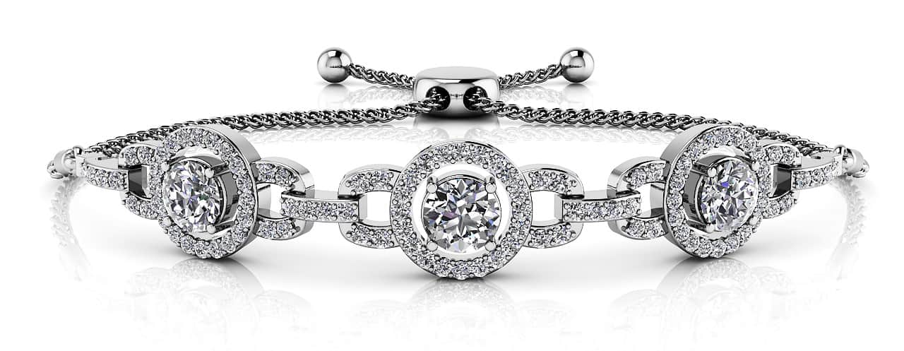 Diamond Circles Adjustable Lab-Grown Diamond Bracelet with 1.39 ct.(finished) 1.1mm, 4mm