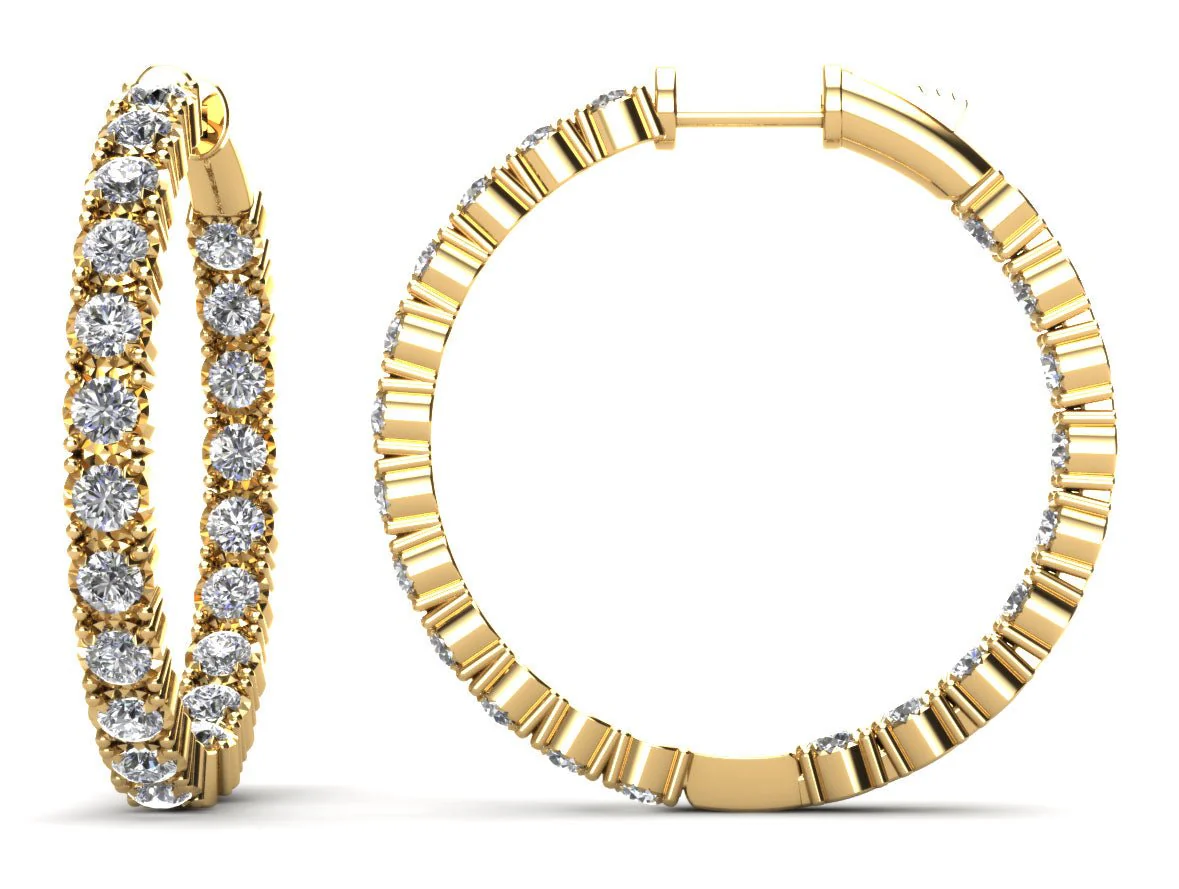 Diamond Crown Hoop Earrings Medium Diamond with 2.16 ct.(finished) 2.3mm - Image 2