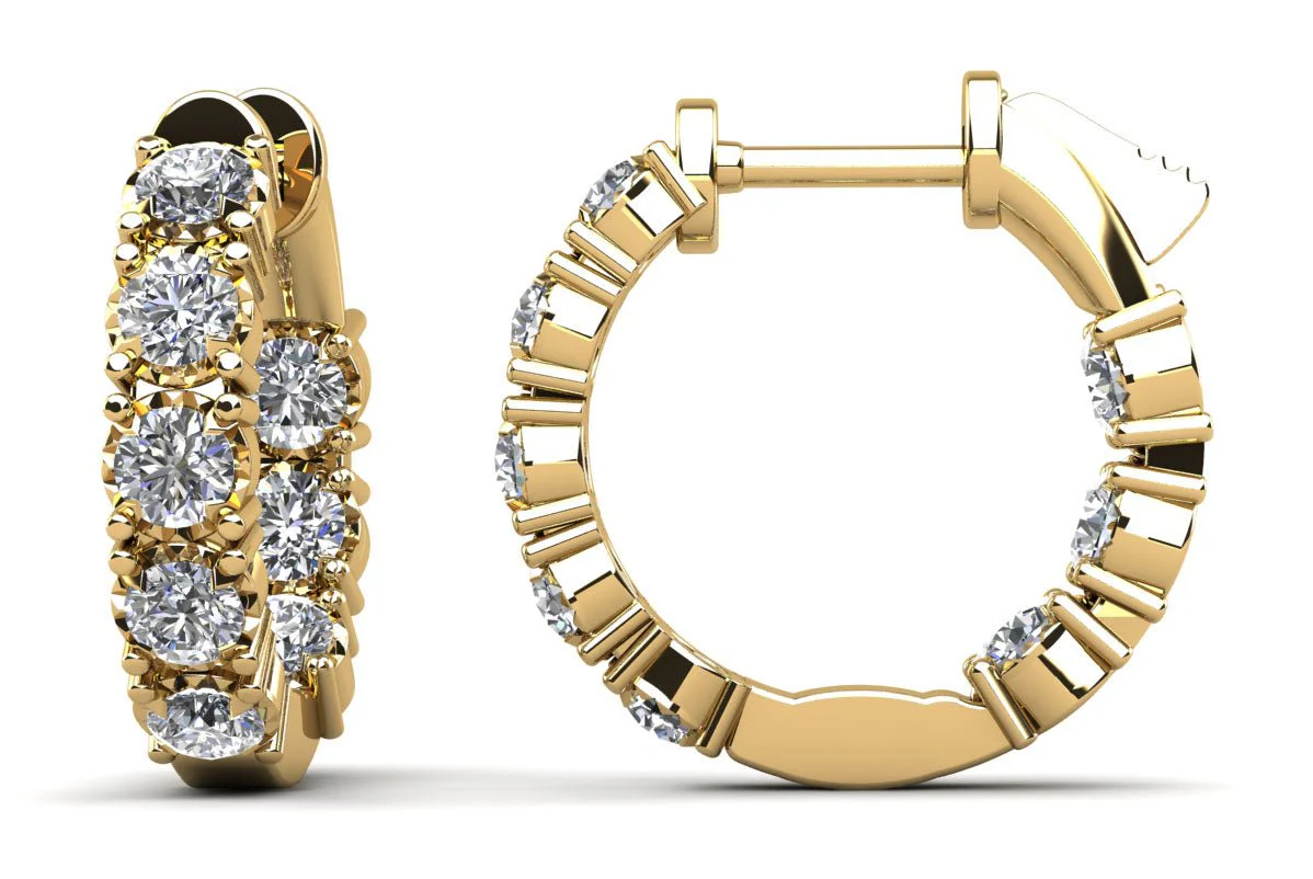 Diamond Crown Hoop Earrings Petite Lab-Grown Diamond with 1.55 ct.(finished) 2.9mm - Image 2