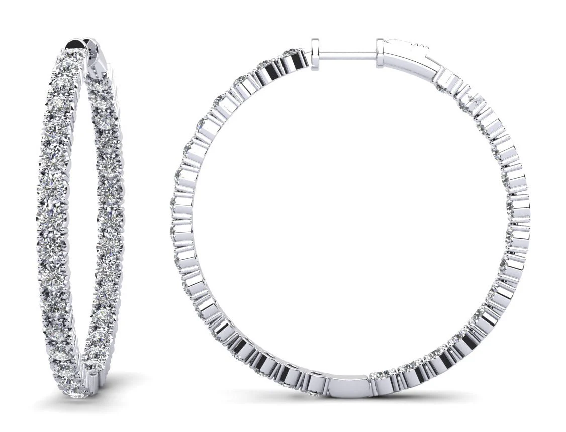 Diamond Crown Hoop Earrings X Large Lab-Grown Diamond with 3.38 ct.(finished) 2.3mm