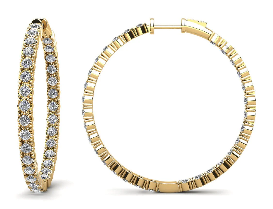Diamond Crown Hoop Earrings X Large Lab-Grown Diamond with 3.38 ct.(finished) 2.3mm - Image 2