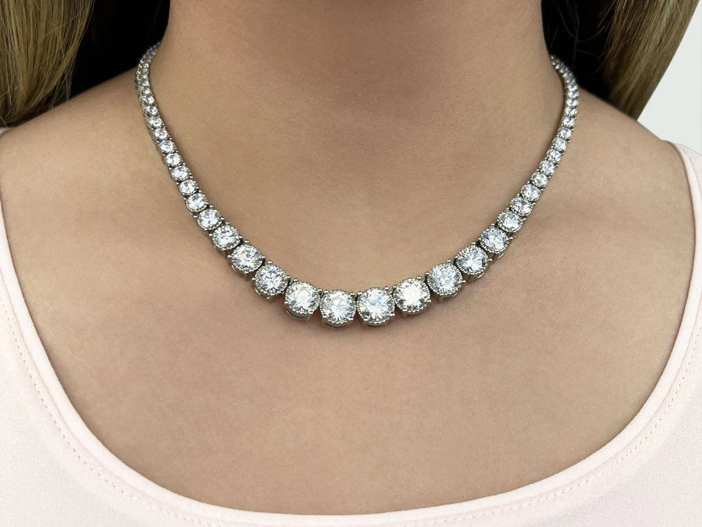 Diamond Crown Tennis Lab-Grown Diamond Necklace with 14.08 ct.(finished) - Image 3