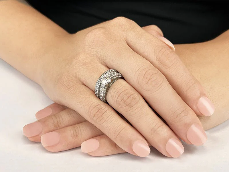 Diamond Deluxe Matching Wedding Set Diamond  with 3.35 ct. (0.75 ct. center diamond) - Image 3