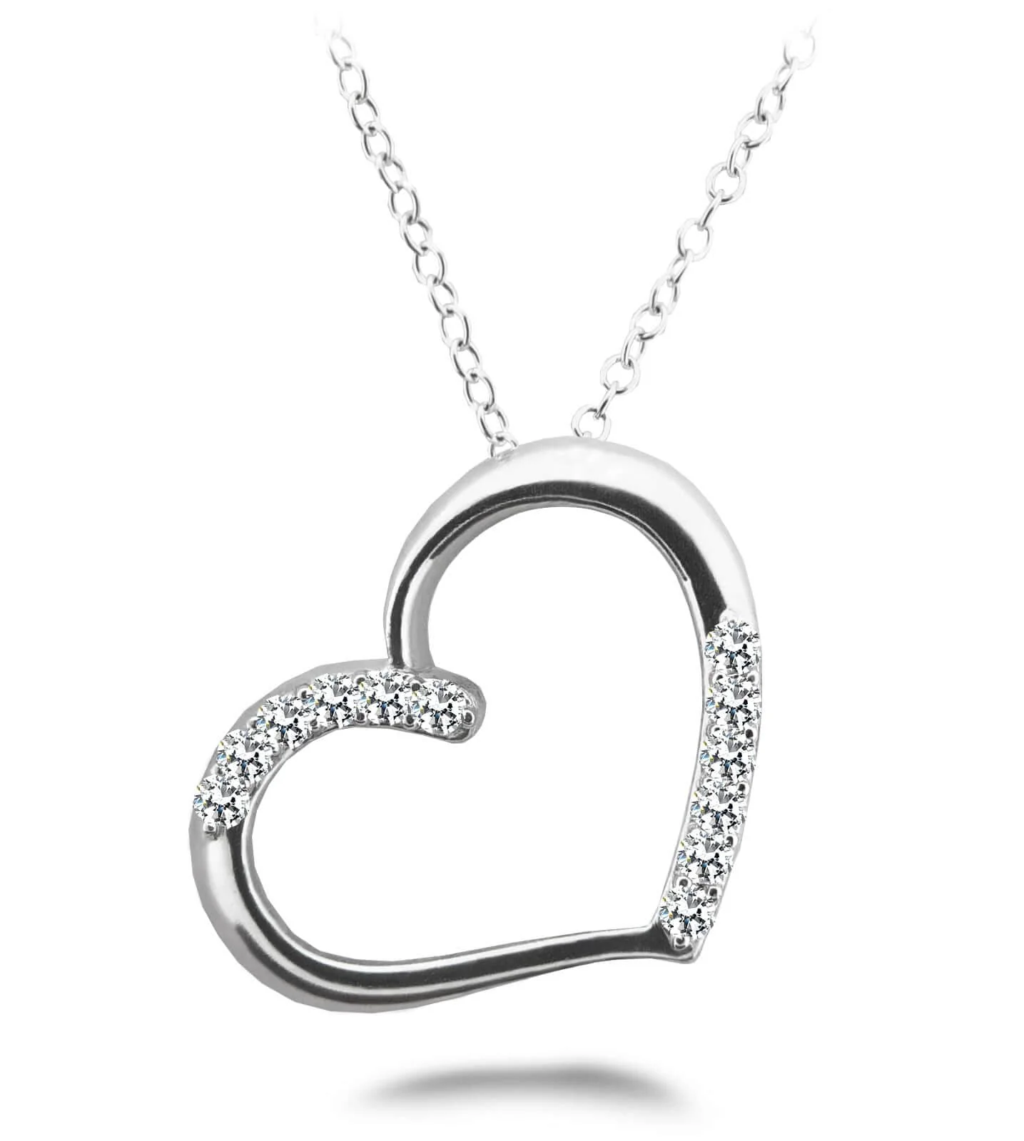 Diamond Detail Heart Diamond Pendant with 0.24 ct.(finished) 1.7mm