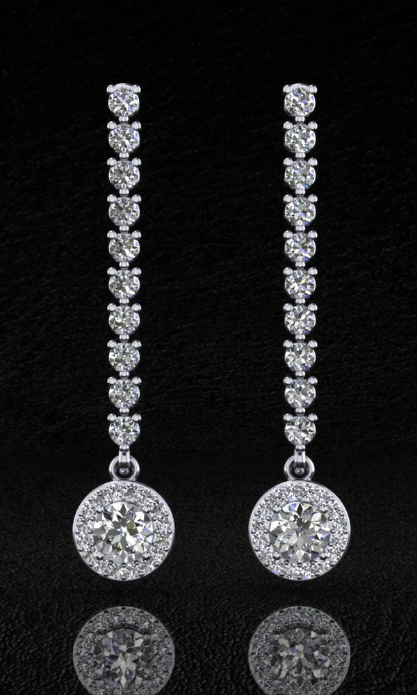Diamond Dreams Drop Diamond Earrings with 2.52 ct.(finished) 1.1mm, 2.3mm, 5.5mm - Image 4