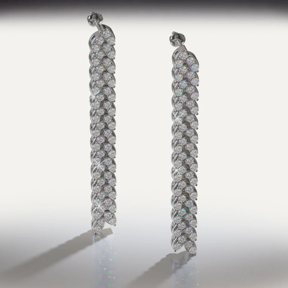 Diamond Drop Leaf Diamond Earrings with 2.11 ct.(finished) 2mm - Image 3