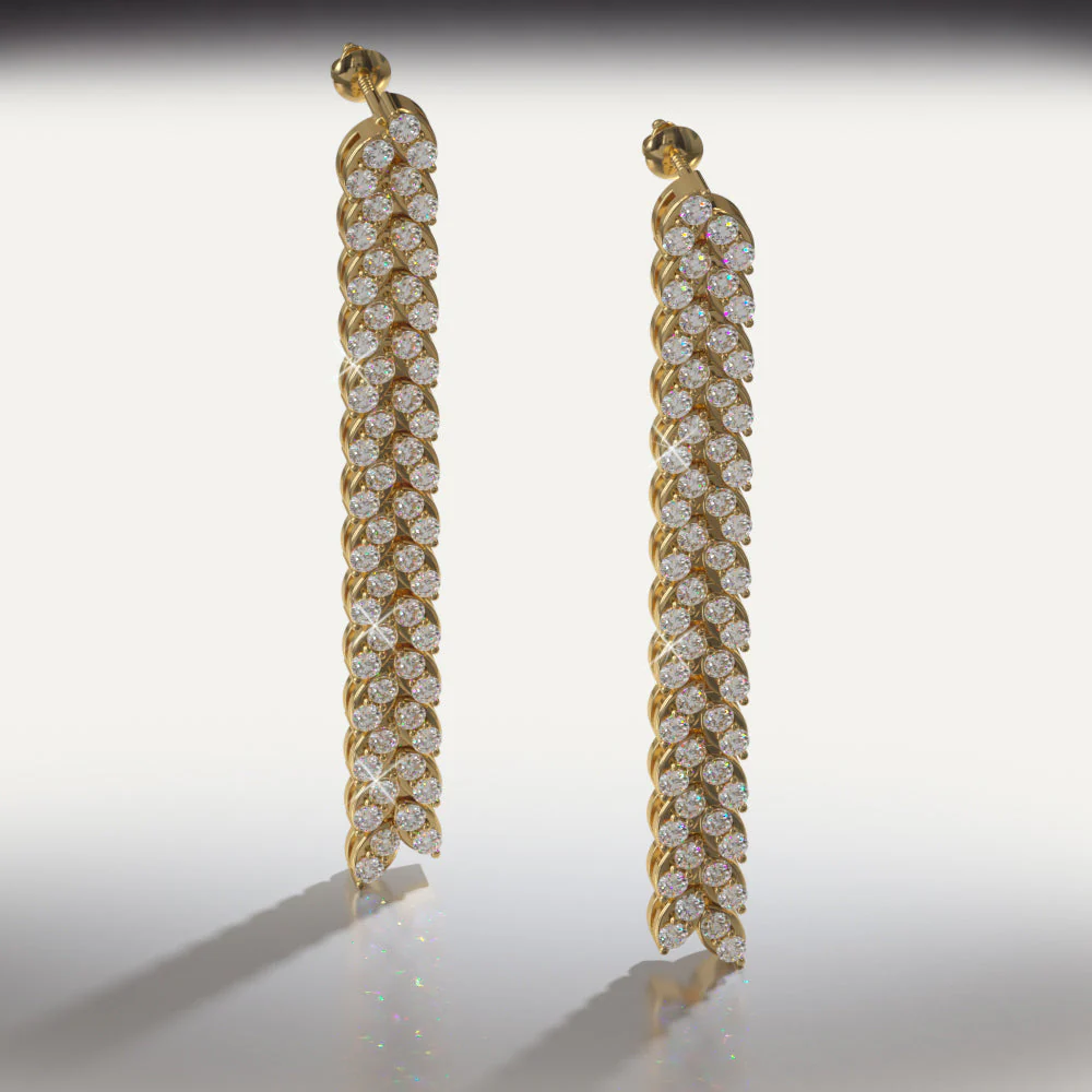 Diamond Drop Leaf Diamond Earrings with 5.88 ct.(finished) 3mm - Image 4