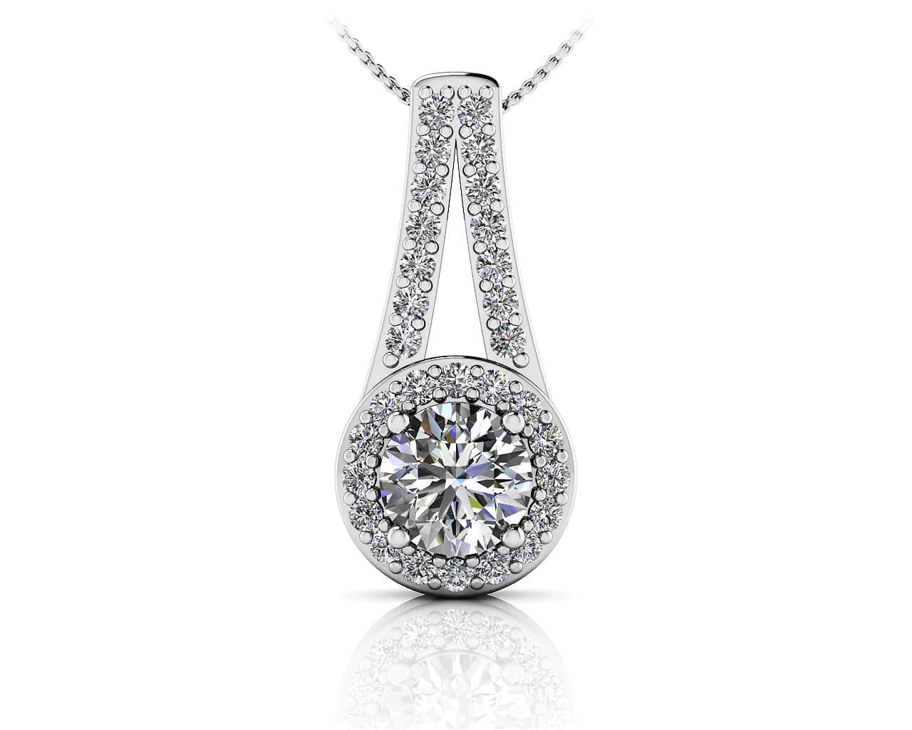 Diamond Drop Pendant with 0.74 ct. (0.50 ct. center diamond)