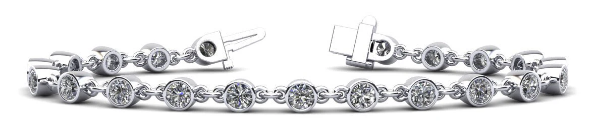 Diamond Drops Chain Link Bezel Diamond Bracelet with 1.56 ct.(finished) 2.5mm - Image 5