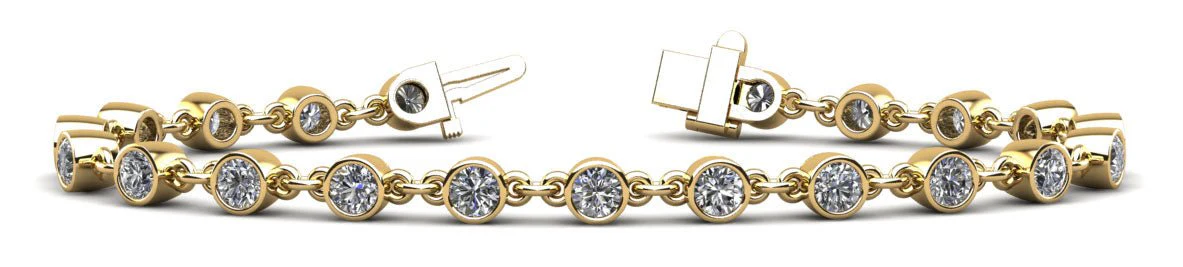 Diamond Drops Chain Link Bezel Lab-Grown Diamond Bracelet with 1.56 ct.(finished) 2.5mm - Image 6