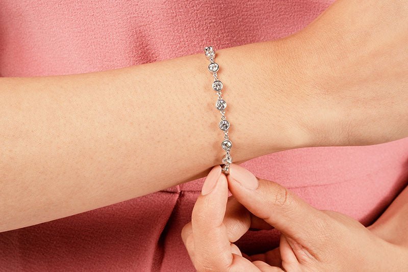 Diamond Drops Chain Link Bezel Lab-Grown Diamond Bracelet with 4.75 ct.(finished) 4mm - Image 4