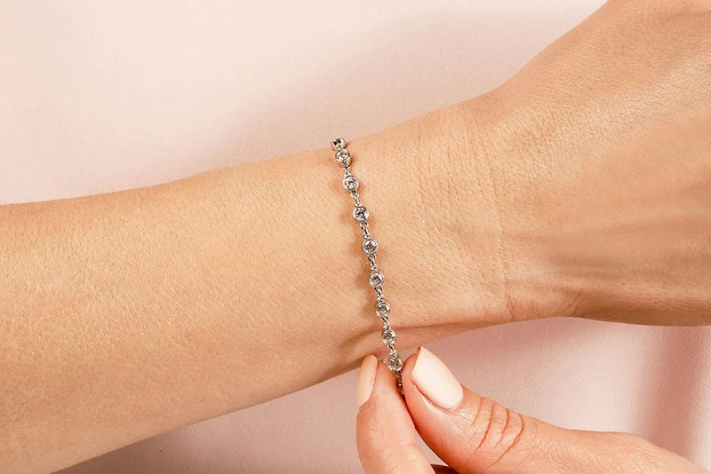Diamond Drops Single Link Bezel Lab-Grown Diamond Bracelet with 4.48 ct.(finished) 3.5mm - Image 3