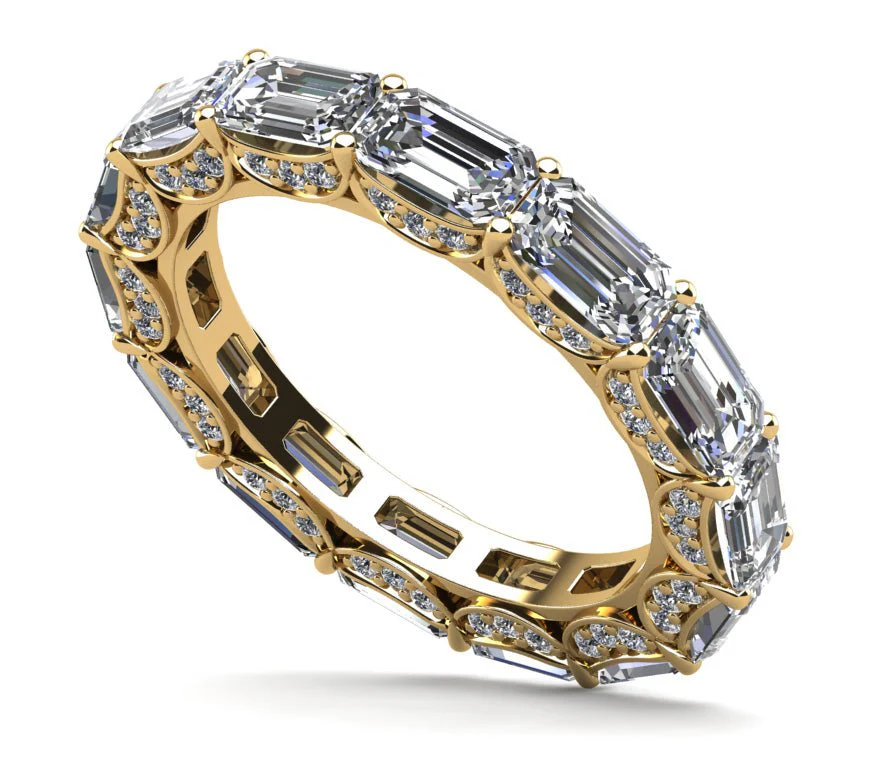 Diamond Eternity Ring With Sash Setting Lab-Grown Diamond with 6.02 ct.(finished) 5x3mm, 1mm - Image 2