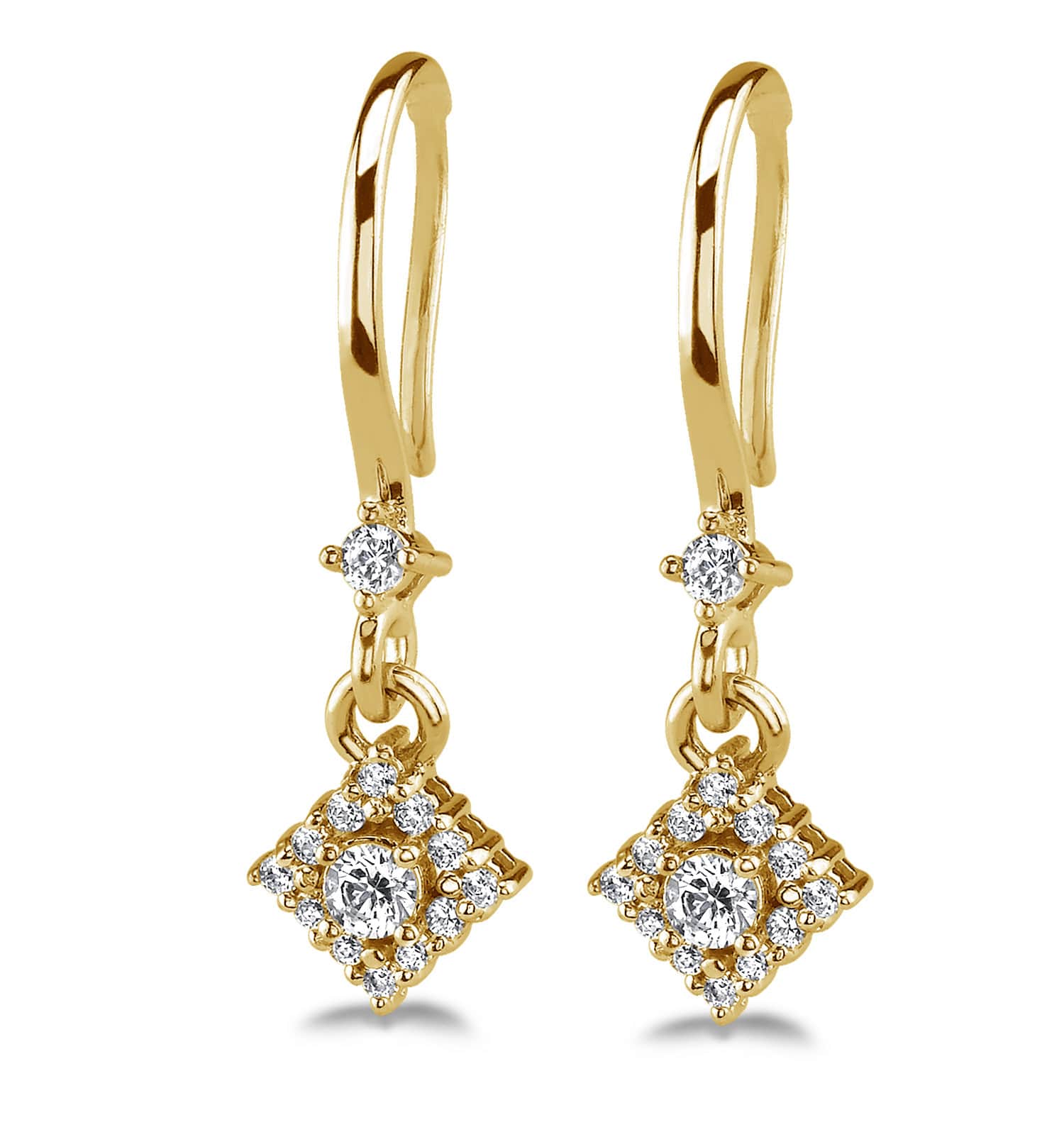 Diamond Filled Diamond Drop Diamond Earrings with 0.41 ct.(finished) 1.2mm, 2mm, 2.7mm - Image 2