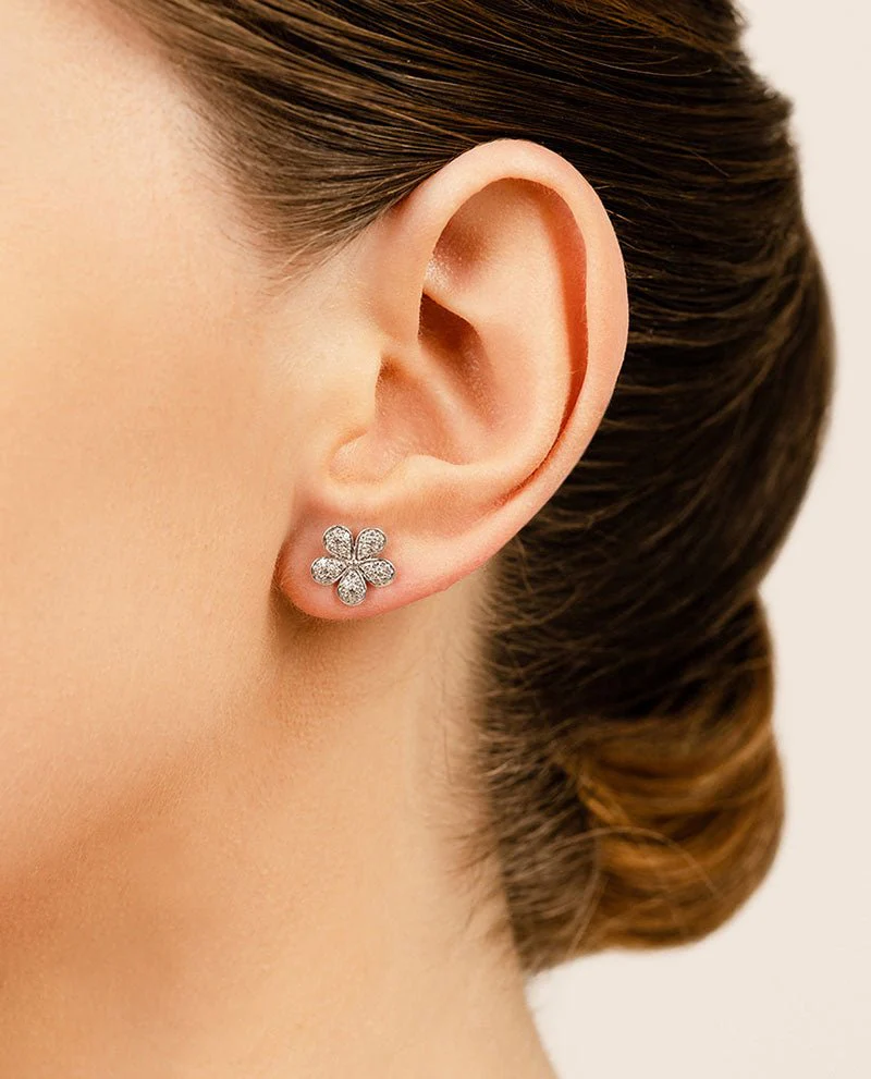 Diamond Flower Lab-Grown Diamond Stud Earrings with 0.44 ct.(finished) 1mm, 1.1mm, 1.2mm - Image 4