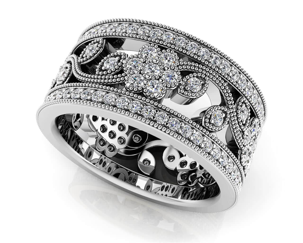 Diamond Flowers Eternity Band Diamond with 1.02 ct.(finished) 1mm, 1.1mm, 1.3mm