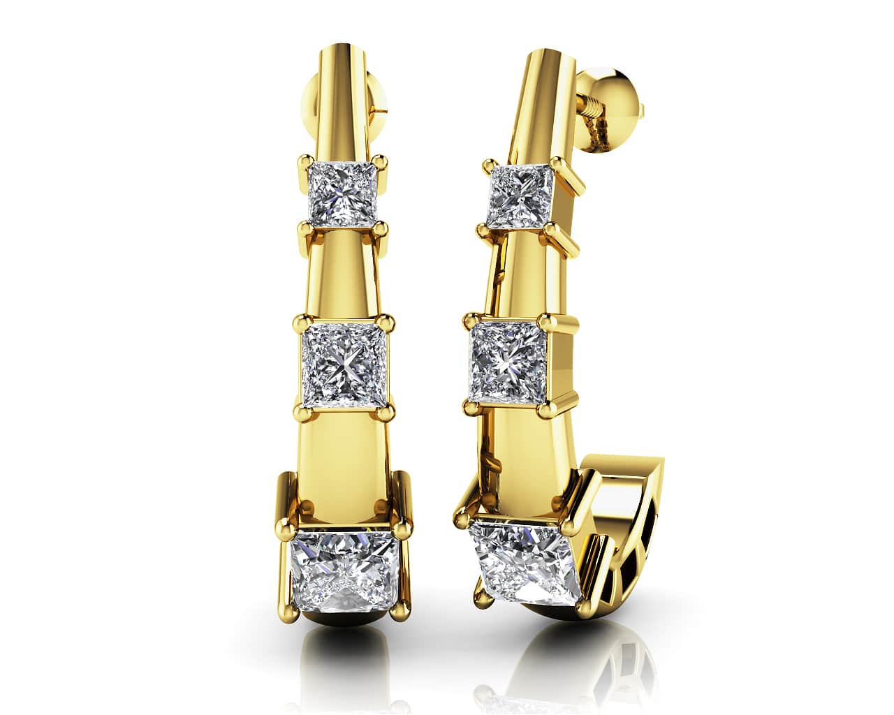 Diamond Horn Earrings Diamond  with 0.52 ct.(finished) 1.8mm, 2.4mm, 2.9mm - Image 2