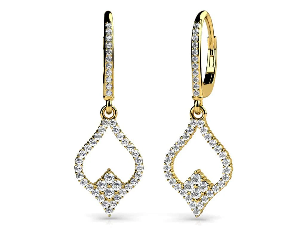 Diamond Lined Pendant Earrings Lab-Grown Diamond  with 0.77 ct.(finished) 1.2mm, 1.6mm - Image 2